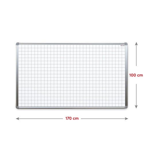 Tablica suchościeralna magnetyczna biała 170x100 cm z nadrukiem - kratka