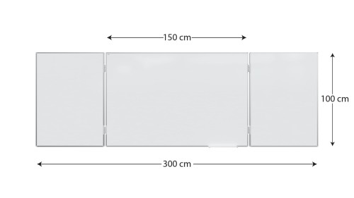 Tablica biała szkolna suchościeralna magnetyczna typu "tryptyk" 100x150 // 300 cm CERAMICZNA