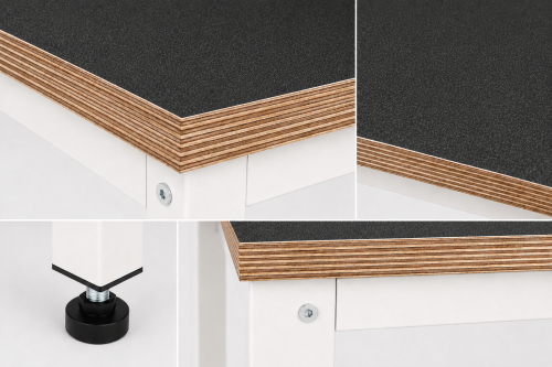 Stół warsztatowy BLOX Frame z nadstawką Prostokąt 1600x600 mm, rozmiar 4-6, blat pokryty tworzywem polipropylenowym