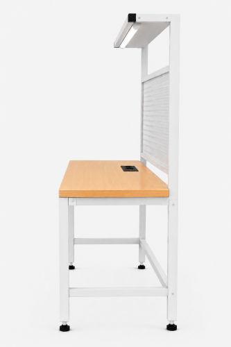 Stół warsztatowy BLOX Frame z metalową nadstawką i modułem zasilającym Prostokąt 1200x600 mm, rozmiar 4-6, blat melaminowany
